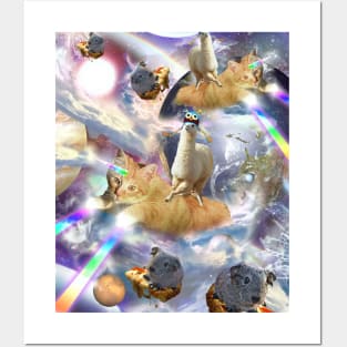 Space Llama Riding Caticorn Unicorn Cat, Guinea Pig Pizza Posters and Art